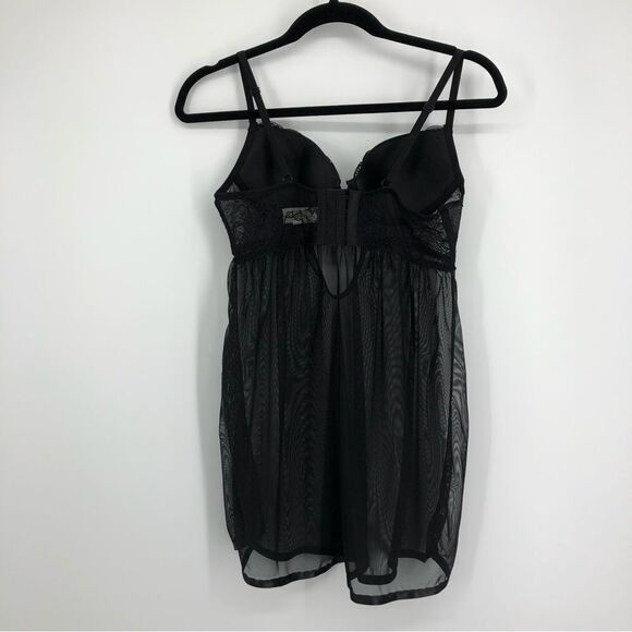 JESSICA SIMPSON Black Mesh‎ Lace Babydoll Medium - Picture 5 of 6